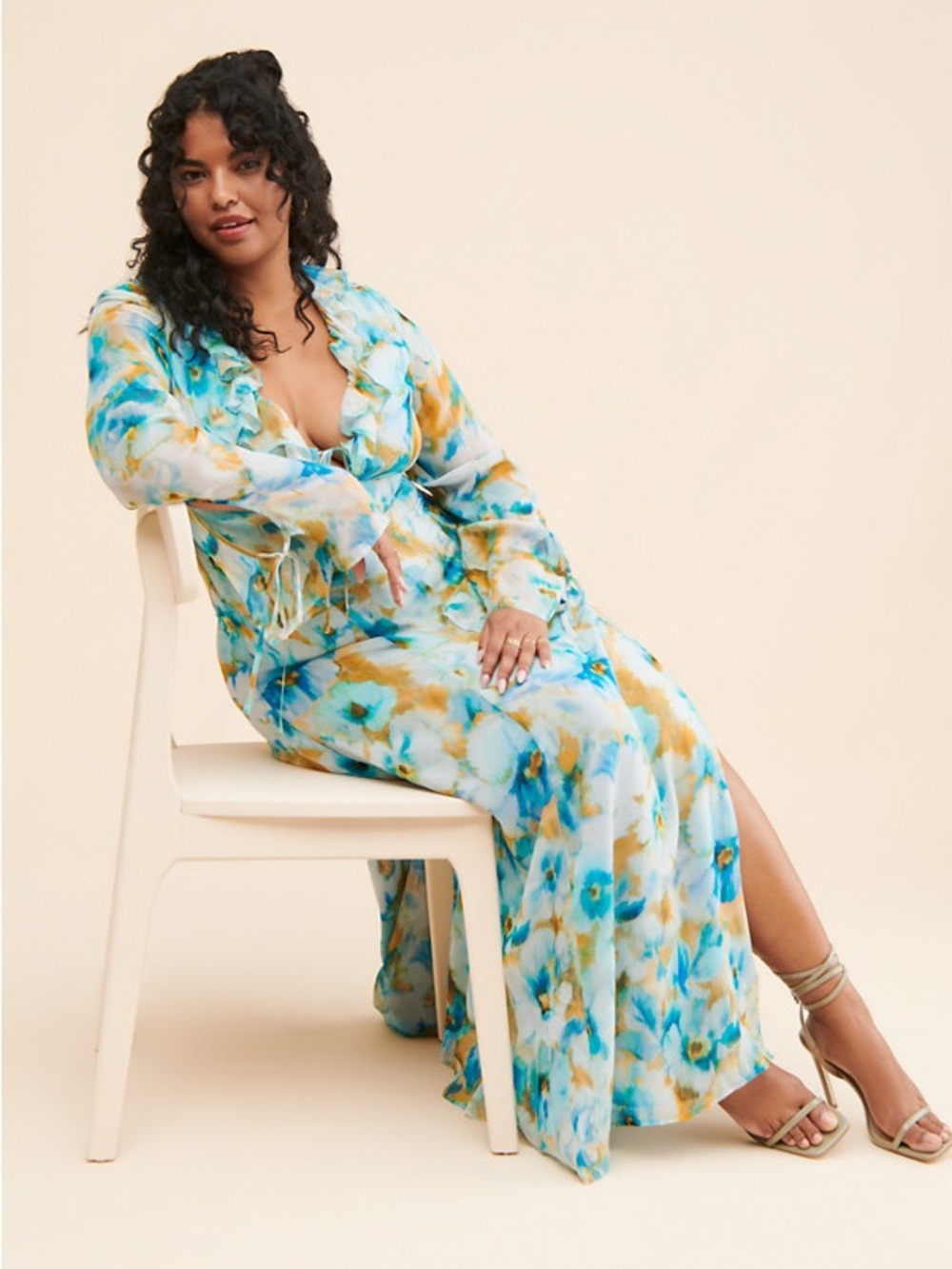 Free People Wisteria Ruffled Maxi Dress Nuly SZ M MSRP $298
